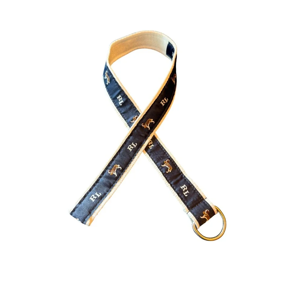 Ralph Lauren‎ Belt Navy Blue RL Dog Embroidered D-Ring 320-632310 Infant 6M